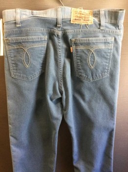 Mens, Jeans, LEVI'S, Lt Blue, Cotton, Solid, 31, 32, Pilly, 5 + Pockets, Unusual Back Pocket Design for LEVIS