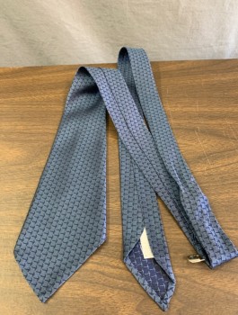 Mens, Tie, N/L MTO, Slate Blue, Navy Blue, Silk, Abstract , Made To Order, Brocade, No Lining, 3.5" Wide at Base, Four in Hand