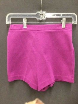 Womens, Shorts, BOBBIE BROOKS, Magenta Purple, Cotton, Solid, W 24, Elasticated Waist. Hot Pants