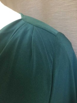 Womens, Dress, Long & 3/4 Sleeve, RALPH LAUREN, Forest Green, Polyester, Spandex, Solid, 20, Cowl/Draped Scoop Neck, 3/4 Sleeves, Ruched Detail at Side Hip, Hem Below Knee