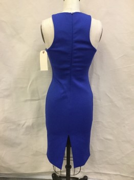 CUSHNIE ET OCHS, Royal Blue, Synthetic, Silk, Solid, Thick Heavy Knit, Racer Back, Zip Back, Sleeveless, Mouse Hole Center Front, Body Contour,