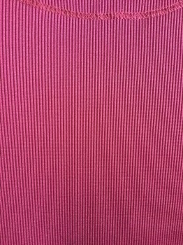 INFINITY, Raspberry Pink, Polyester, Lycra, Solid, Cross Over Ribbed V-neck, Short Sleeves, Patch Pocket, Ribbed Back
