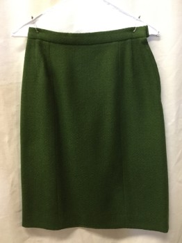 Womens, Skirt, NL, Olive Green, Wool, Acetate, Solid, W24, Tweed Pencil, Length to Below Knee, Zipper at Left Side Seam