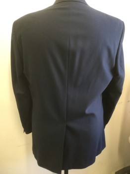 Mens, Sportcoat/Blazer, HART SCAFFNER MARX, Navy Blue, Wool, Solid, 48 XL, Single Breasted, 2 Buttons,  Notched Lapel, 3 Pockets,