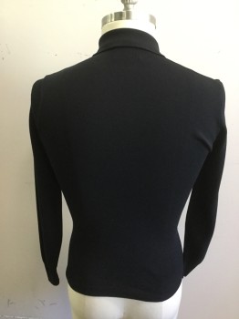 JOCKEY, Black, Nylon, Solid, Polo Style, Long Sleeves, Ribbed Knit Collar Attached, 3 Buttons,  1 Pocket, Long Sleeves, Ribbed Knit Waistband/Cuff