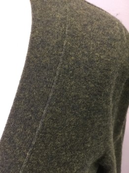 J. CREW MERCANTILE, Forest Green, Cotton, Wool, Heathered, Button Front, Long Sleeves, Ribbed Knit Placket/Cuff/Waistband