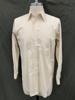 Mens, Shirt, BVD, Antique White, Cotton, Solid, 32, 14, Button Front, Collar Attached, 1 Pocket, Long Sleeves, Button Cuff, Multiple,