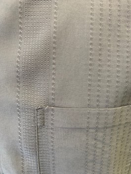 ALFANI, Gray, Modal, Polyester, Solid, Stripes - Vertical , Self Stripe Texture, Long Sleeves, Button Front, Collar Attached, 1 Patch Pocket