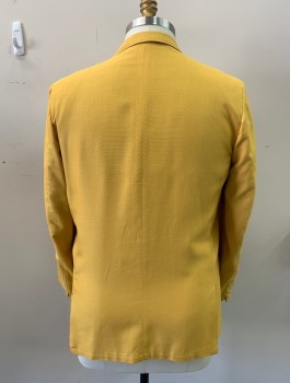 SMITH'S SQUIRE SHOP, Mustard Yellow, Cotton, Solid, 2 Buttons, Narrow Notched Lapel, 3 Pockets, Partial Lining