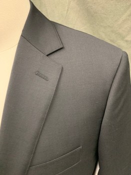 Mens, Sportcoat/Blazer, BONOBOS, Black, Wool, Lycra, Solid, 38R, Single Breasted, Collar Attached, Notched Lapel, 2 Buttons,  3 Pockets