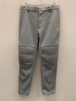 Mens, Sci-Fi/Fantasy Pants, NO LABEL, Gray, Polyester, Solid, 33/27, F.F, Zip Front, Knee Padding, Belt Loops, Center Back Elastic Waist Band, Made To Order,