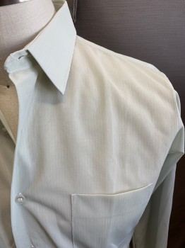 Mens, Shirt, MANHATTAN, Mint Green, Polyester, Solid, S33, N15, Long Sleeves, Button Front, 5 Buttons, Sheer, Patch Pocket, Button Cuffs,
