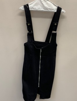 KAYO, Black, Cotton, Elastane, Solid, CF ZIP with Slit @ Bottom, High Waisted With Suspender Straps Attached, Pencil Skirt