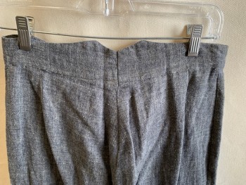 Mens, Historical Fiction Pants, MTO, Slate Blue, Linen, Rayon, Heathered, L:27, W:30, Pant, Zip Front, Notch Back Waist, High Waisted,
