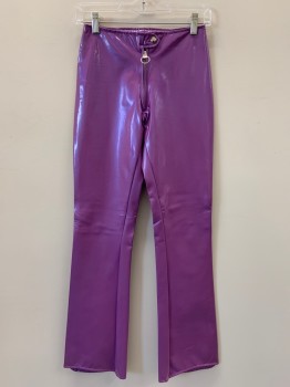 Womens, Pants, SWEET P., Iridescent Purple, Latex, H34, W24, F.F, Zip Front With Snap Button,