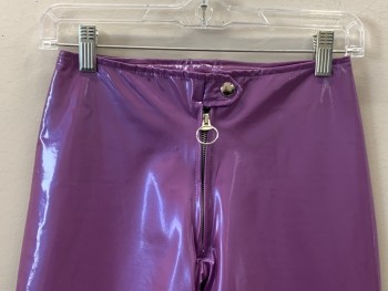 Womens, Pants, SWEET P., Iridescent Purple, Latex, H34, W24, F.F, Zip Front With Snap Button,