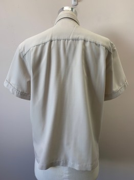 Mens, Casual Shirt, CHISPA, Beige, White, Polyester, Color Blocking, M, S/S, B.F., C.A.,