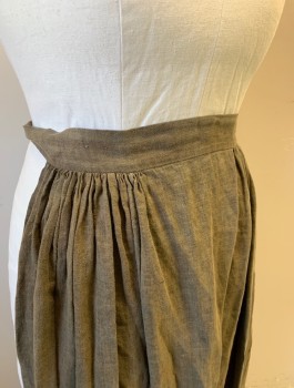 N/L MTO, Brown, Cotton, Solid, 2" Wide Waistband, Gathered at Waist, Contrasting Brown Panel at Hem, Self Ties in Back, Very Aged/Worn, Historical