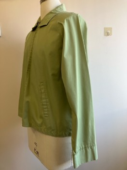 LORD JAMES, Lt Green, Solid, C.A., Zip Front, L/S, 2 Pockets
