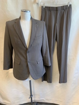 Mens, Suit, Jacket, NAUTICA, Tobacco Brown, Wool, 40R, Notched Lapel, Single Breasted, Button Front, 2 Buttons, 3 Pockets, Double Vent Vent