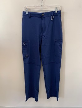 NL, Navy Blue, Polyester, Spandex, Solid, CARGO, Elastic/Drawstring Waistband, 4 Pockets, Zip Fly, Belt Loops, Clip Attached