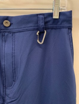 NL, Navy Blue, Polyester, Spandex, Solid, CARGO, Elastic/Drawstring Waistband, 4 Pockets, Zip Fly, Belt Loops, Clip Attached