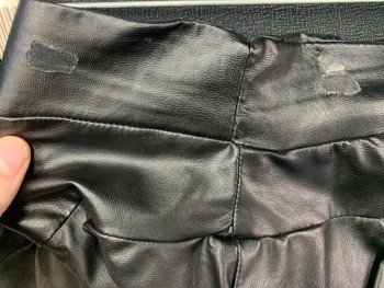 Womens, Skirt, Mini, EXPRESS, Black, Faux Leather, Viscose, Solid, 4, 2 Ruffles on Yoke, Side Zipper, Hanger Damage See Detail Photo,