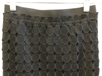 Womens, Skirt, Below Knee, J.O.A, Black, Polyester, Cotton, Geometric, XS, Cut Out Black  Connected Circles Lace with Black Lining, 2" Elastic Waist Band