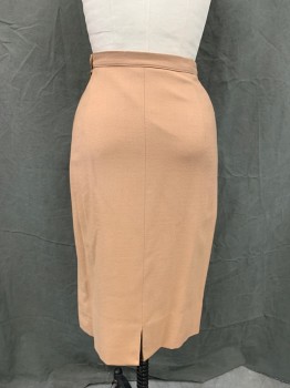 Womens, 1950s Vintage, Suit, Skirt, N/L, Camel Brown, Wool, Silk, Solid, H 38, W 26, Pencil Skirt, Zip Side with Button Tab Closure, Hem Below Knee,
