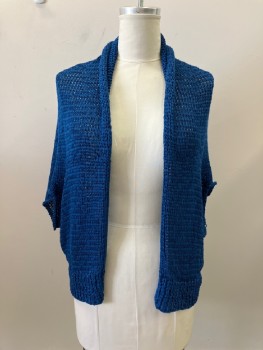 Womens, Sweater, THEORY, Royal Blue, Viscose, Polyester, Solid, L, No Closures, S/S, Open Knit, Rib Knit Waistband,