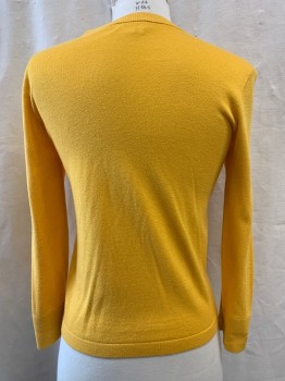 Womens, Sweater, KATE SPADE, Sunflower Yellow, Cotton, Silk, XS, Crew Neck, Button Front, 3 White 3D Flowers, Long Sleeves