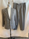 ARMANI, Khaki Brown, Dk Gray, Lt Gray, Wool, Stripes - Diagonal , Multi Color Weave, Notched Lapel, Single Breasted, 2 Buttons, 3 Pockets