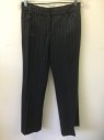 THEORY , Black, Dk Blue, Gray, Wool, Lycra, Stripes - Vertical , Flat Front, Belt Loops, Pockets