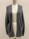 URBAN OUTFITTERS, Dk Gray, Cotton, Acrylic, Open Front, Side Pockets, L/S, Knit