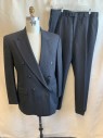 DI SILVER, Dk Gray, Wool, Peaked Lapel, Single Breasted, Button Front, 3 Pockets