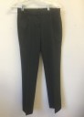 Womens, Suit, Pants, THEORY, Navy Blue, Polyester, Wool, Solid, 0, Dark Navy (Nearly Black), Mid Rise, Straight Leg, 4 Pockets, Belt Loops
