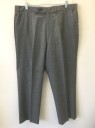 N/L, Gray, Black, Red, Wool, Herringbone, Stripes - Pin, Gray/Black Herringbone, Faint Red Pinstripes, Single Pleated, Button Tab Waist, Zip Fly, 4 Pockets, Straight Leg