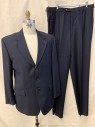BOULEVARD CLUB, Black, Gray, Wool, Stripes - Pin, Single Breasted, 3 Buttons, 3 Pockets, Notched Lapel