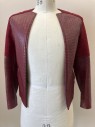 Mens, Jacket, NO LABEL, Red Burgundy, Red, Polyester, Patent Leather, C: 36, L/S, Ruched Detail On Shoulder And Sleeves, Embossed Pleather Slant Welt Pockets, Made To Order, Multiples