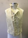 M.B.A. LTD., Cream, Cotton, Solid, Military Uniform Vest, Brushed Twill, Single Breasted, Self Fabric Covered Buttons, Stand Collar, 2 Twill Ties Attached in Back, Aged/Dirty, Multiples, 1795 To 1812m