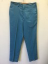 A1 THE ACTION MAN, French Blue, Wool, Polyester, Solid, Flat Front, Zip Fly, Slim Leg with Cuffed Hem, 4 Pockets, Belt Loops, Has a Double,