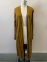 ANN TAYLOR, Dijon Yellow, Viscose, Nylon, Solid, Shawl Lapel, Open Front, Long, MULTIPLES