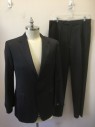 CANALI, Charcoal Gray, Wool, Solid, Single Breasted, Notched Lapel, 2 Buttons, 3 Pockets, Solid Black Lining
