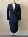 J. CREW, Navy Blue, Cotton, Viscose, Solid, Notched Lapel, 2 Buttons, 3 Pockets,