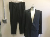 PELLEGRINO CASTROVO, Dk Gray, Black, Wool, Plaid, 2 Buttons,  Notched Lapel, 3 Pockets,