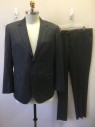 MATTARAZI UOMO, Gray, White, Wool, Stripes - Pin, Gray with White Pinstripes, Single Breasted, Notched Lapel, 2 Buttons, 3 Pockets, Solid Light Gray Satin Lining