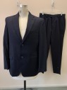 MALIBU CLOTHES, Navy Blue, Wool, Solid, 2 Buttons, Single Breasted, Notched Lapel, 3 Pockets