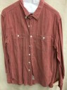 J CREW, Red, Cotton, Linen, Solid, Long Sleeves, Button Front, Collar Attached, 2 Pockets, See Photo Attached, Multiple