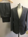 M&S COLLECTION, Gray, Midnight Blue, Wool, Grid , Weave, Pocket Flap, 2 Buttons,  Notched Lapel,