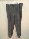 DKNY, Dk Brown, Charcoal Gray, Wool, Nylon, Plaid, Single Pleat Front, Zip Fly, 4 Pockets